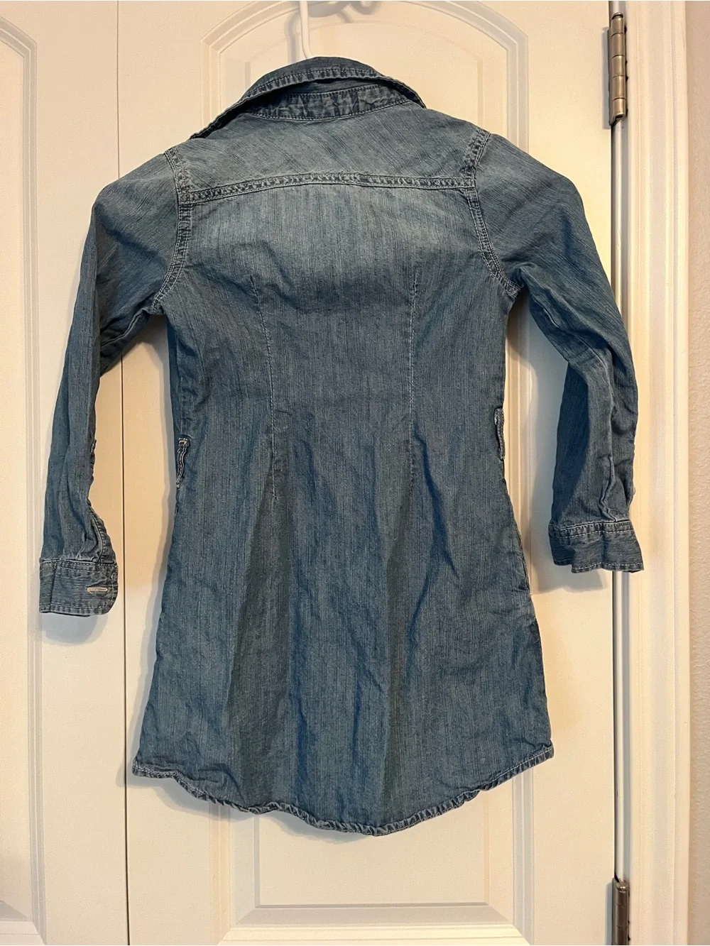 GAP Kids Long-Sleeve Denim Button-Down Dress in Light Blue
